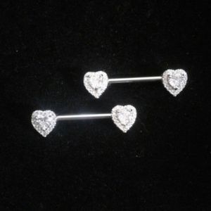 Body Jewelry 14G surgical steel rhinestone nipple piercing 2 pc set
